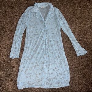 Y2K Floral Blue Sheer Blazer